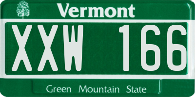 VT license plate XXW166