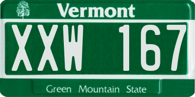 VT license plate XXW167