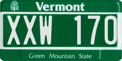 VT license plate XXW170