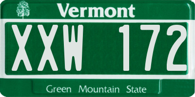 VT license plate XXW172