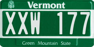 VT license plate XXW177