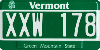 VT license plate XXW178