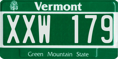 VT license plate XXW179