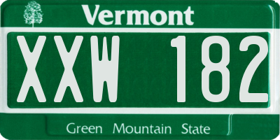 VT license plate XXW182