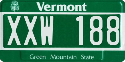 VT license plate XXW188