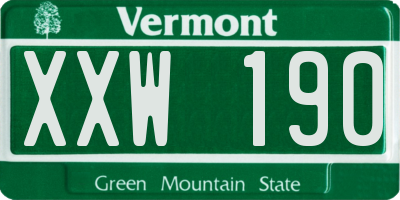 VT license plate XXW190