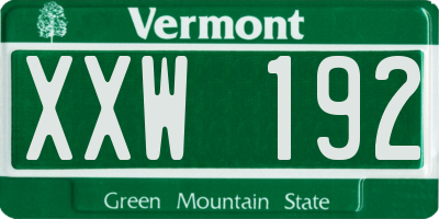 VT license plate XXW192