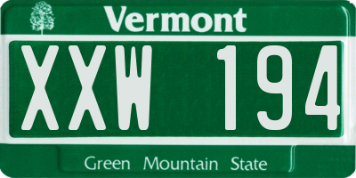 VT license plate XXW194