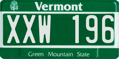 VT license plate XXW196