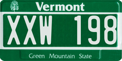 VT license plate XXW198