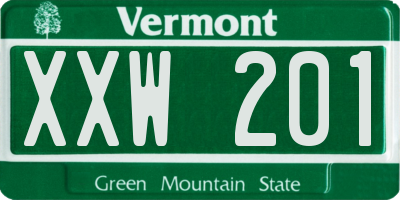 VT license plate XXW201