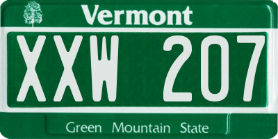 VT license plate XXW207