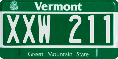 VT license plate XXW211