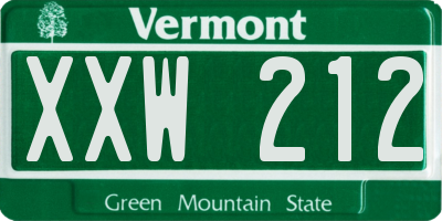 VT license plate XXW212