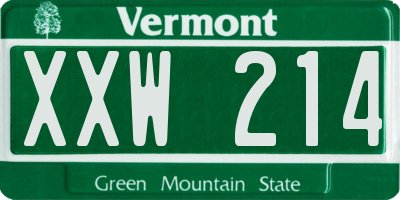 VT license plate XXW214