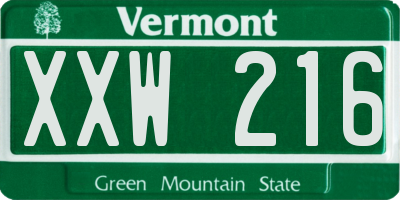VT license plate XXW216