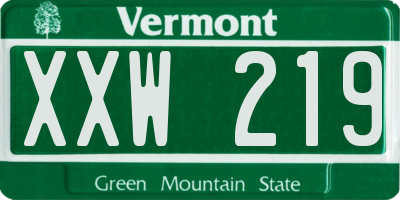 VT license plate XXW219