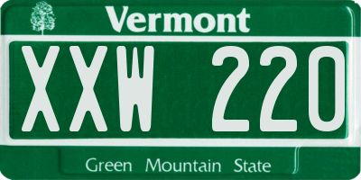 VT license plate XXW220
