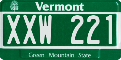 VT license plate XXW221