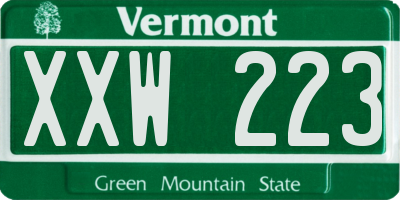 VT license plate XXW223