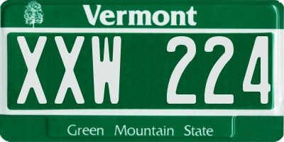 VT license plate XXW224