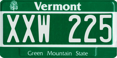 VT license plate XXW225