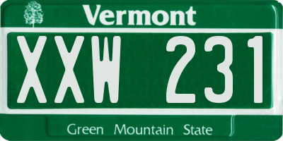 VT license plate XXW231