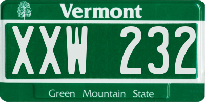 VT license plate XXW232