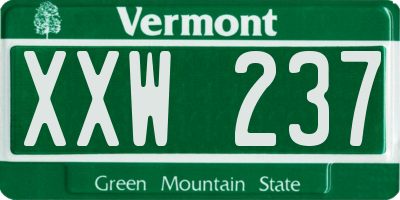 VT license plate XXW237