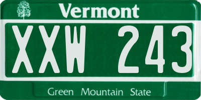 VT license plate XXW243