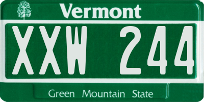 VT license plate XXW244