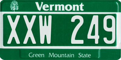 VT license plate XXW249