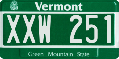 VT license plate XXW251