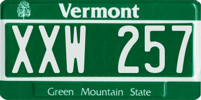 VT license plate XXW257