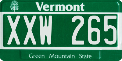 VT license plate XXW265