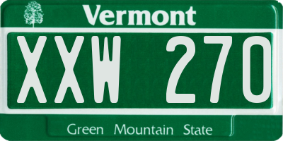 VT license plate XXW270