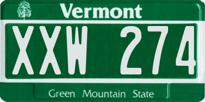VT license plate XXW274