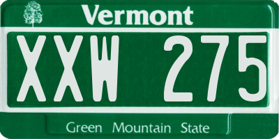 VT license plate XXW275