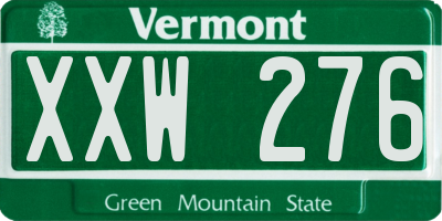 VT license plate XXW276