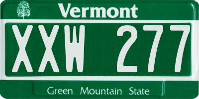 VT license plate XXW277