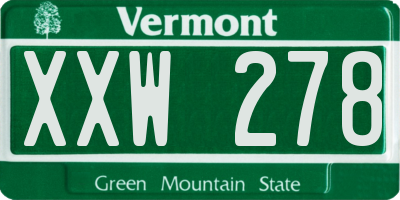 VT license plate XXW278