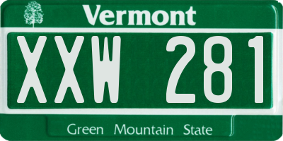 VT license plate XXW281