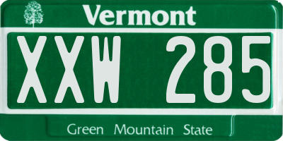 VT license plate XXW285