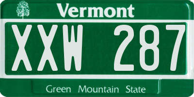 VT license plate XXW287