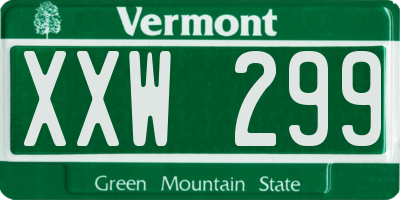 VT license plate XXW299