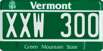 VT license plate XXW300