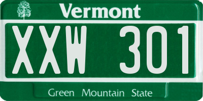 VT license plate XXW301