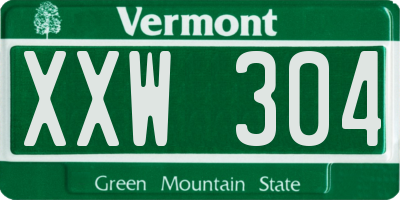 VT license plate XXW304
