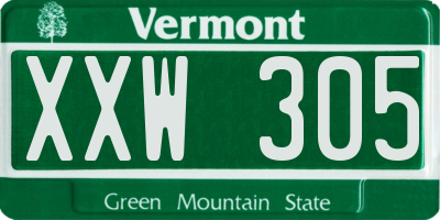 VT license plate XXW305
