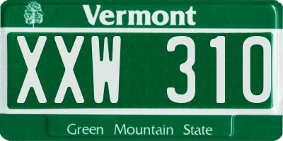 VT license plate XXW310